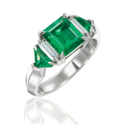 Emerald three stone ring