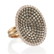 Pave oval disc ring